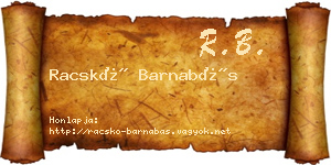Racskó Barnabás névjegykártya